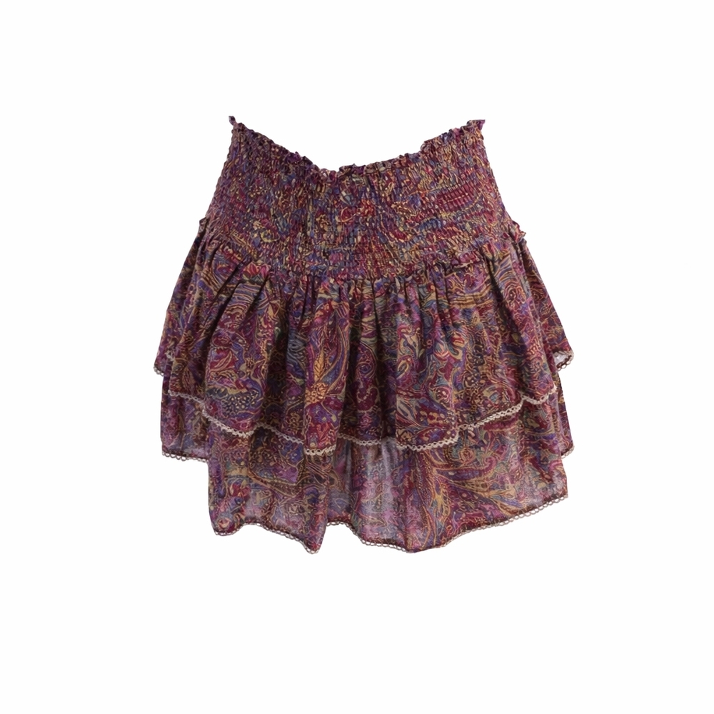 Zimmermann Women's Smocked Waistband Paisley Mini Skirt Purple